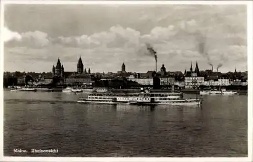 Ak Mainz am Rhein, Rheinansicht, Dampfer Bismarck