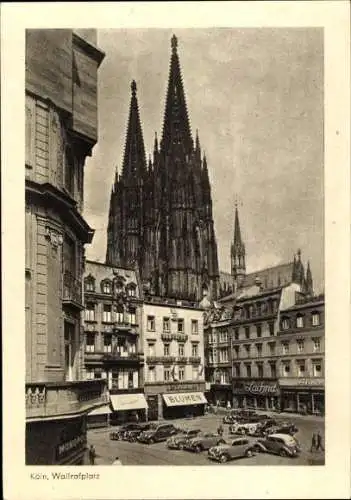 Ak Köln am Rhein, Wallraffplatz, Dom, Blumen, Lachnit