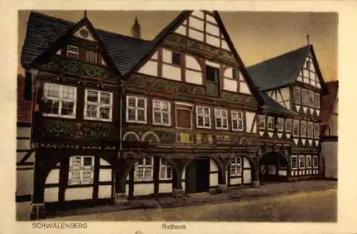 Ak Schwalenberg in Lippe, Rathaus, Fachwerkhaus