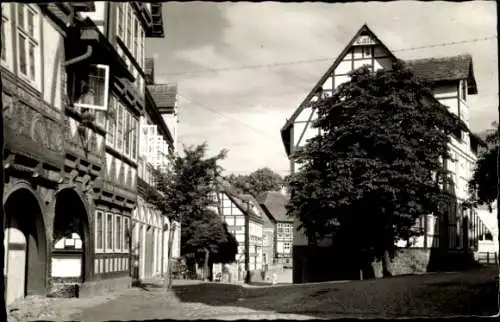 Ak Schwalenberg in Lippe, Straßenpartie, Fachwerkhäuser, Café