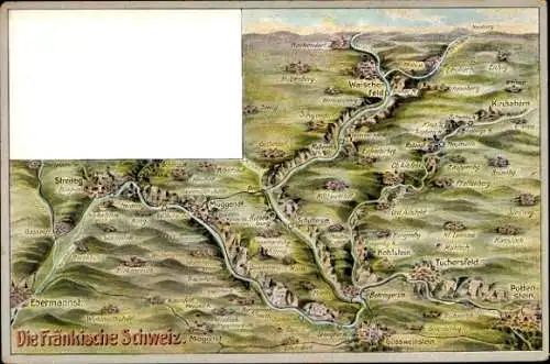 Landkarten Ak Waischenfeld Fränkische Schweiz Bayern, Tüchersfeld, Pottenstein, Ebermannstadt