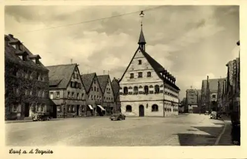 Ak Lauf an der Pegnitz in Mittelfranken Bayern, Platz, Straßenpartie