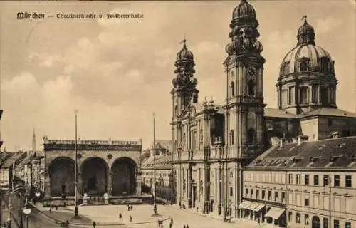 Ak München, Theatinerkirche, Feldherrnhalle