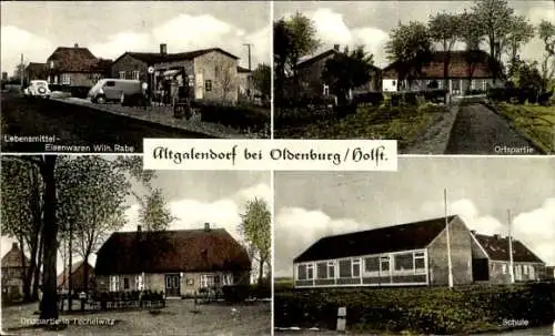 Ak Altgalendorf Oldenburg in Holstein, Lebensmittel-Eisenwaren Wihl. Rate, Ortspartie, Techelwitz