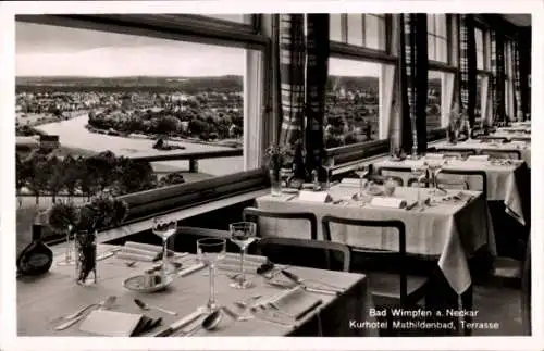 Ak Bad Wimpfen am Neckar, Hotel Mathildenbad, Innenansicht, Blick auf den Ort