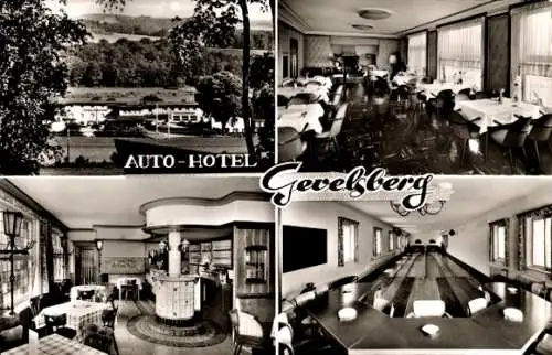 Ak Gevelsberg im Ruhrgebiet, Auto-Hotel, Gastraum, Kegelbahnen