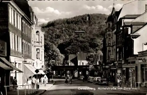 Ak Gevelsberg, Mittelstraße mit Ehrenmal, Bäckerei