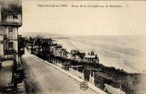 Ak Trouville sur Mer Calvados, Route de la Corniche vue du Belvedere