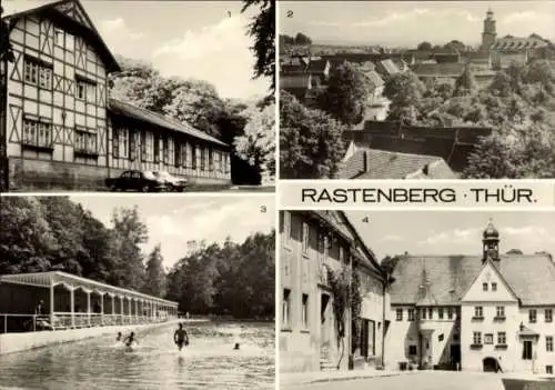 Ak Rastenberg in Thüringen, HOG Kurhaus, Schwimmbad, Rathaus