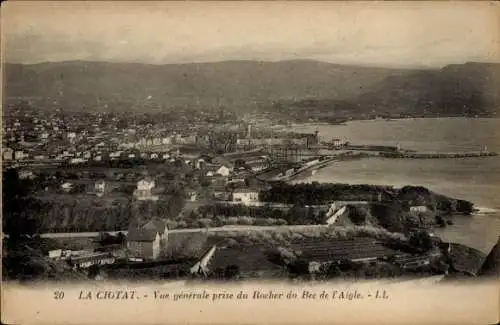 Ak La Ciotat Bouches du Rhône, Vue generale prise du Rocher du Bec de l'Aigle