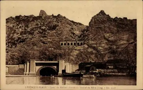 Ak L’Estaque Marseille Bouches du Rhône, Canal du Rhone, Entree du Tunnel du Rove