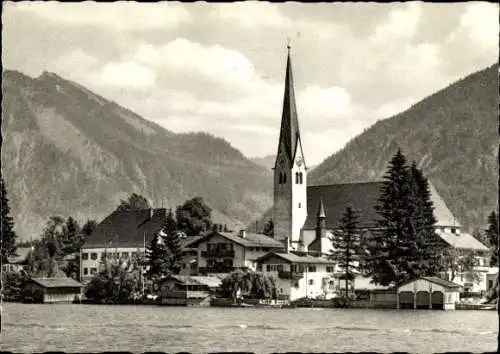 Ak Rottach Egern am Tegernsee Oberbayern, Teilansicht, Kirche, Bodenschneid