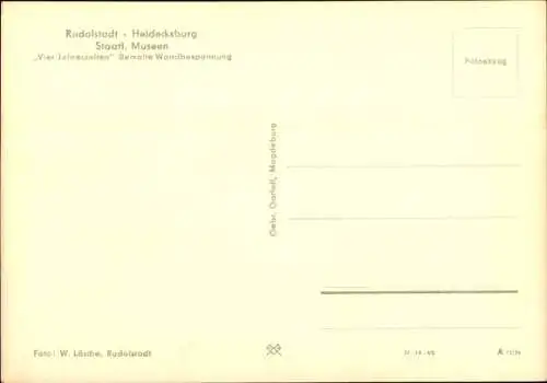 Ak Rudolstadt, Schloss Heidecksburg, Staatl. Museen, Vier Jahreszeiten, Bemalte Wandbespannung