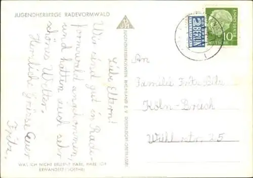 Ak Radevormwald, Jugendherberge, Außenansicht