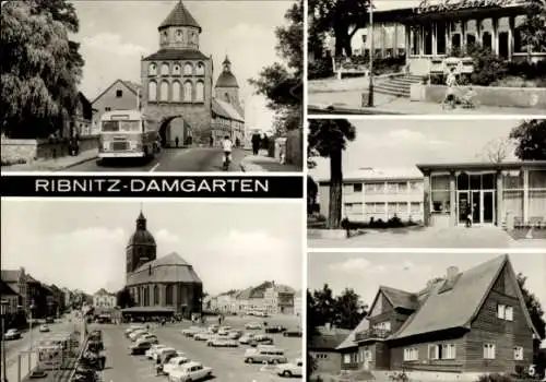 Ak Ribnitz Damgarten, Rostocker Tor, Karl Marx Platz, Postamt, Jugendherberge, Park-Lichtspiele