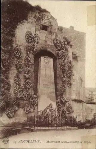 Ak Angoulême Charente, Monument commemoratif de 1870