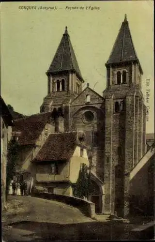 Ak Conques Aveyron, Facade de l'Eglise