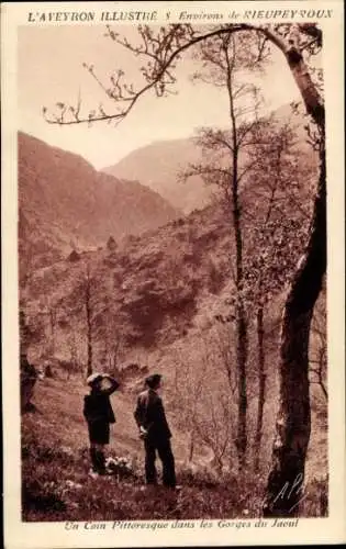 Ak Rieupeyroux Aveyron, Un Coin Pittoresque dans le Gorges du Jaoul