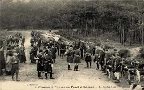 Ak Orléans Loiret, Chasses a Courre, le Rendez-Vous