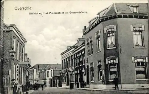 Ak Overschie Rotterdam Südholland, Postamt, Rathaus