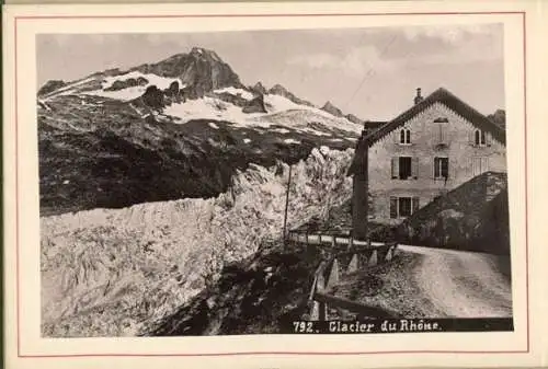 Mappe Gletscher der Rhône, 12 Fotos (Papier keine Pappe), Andermatt, Postkutsche