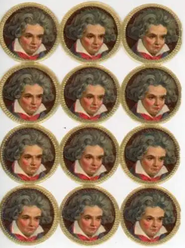 Set von 84 Stücke Briefverschlußetiketten, Beethoven, Haydn, Strauss