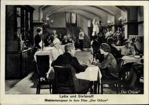 Ak Schauspieler Lydia und Stefanoff, Filmszene, Film Der Orlow, Restaurant