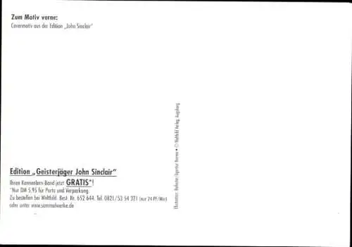 Ak Sänger John Sinclair, Geisterjäger, Covermotiv
