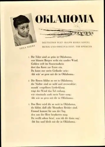 Lied Ak Sängerin Leila Negra, Portrait, Liedtext Oklahoma