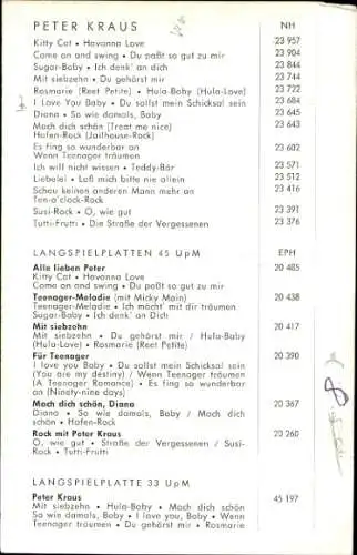 Ak Sänger und Schauspieler Peter Kraus, Portrait, Polydor, Autogramm