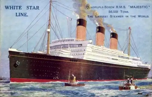 Künstler Ak Dampfer RMS Majestic, White Star Line