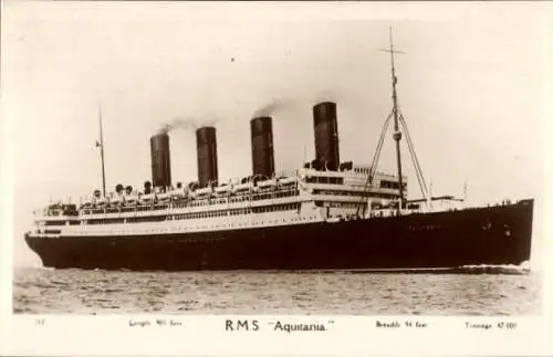 Ak Dampfer RMS Aquitania, Cunard Line