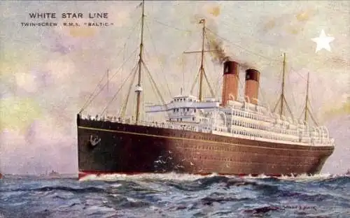 Künstler Ak Dampfer Baltic, White Star Line