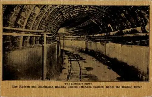 Ak New York City USA, Hoboken Curve, Hudson and Manhattan Railway Tunnel, McAdoo system