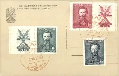 Ak Praha Prag, Sletova Dopisnice, X sletu vesokolskeho v Praze 1938