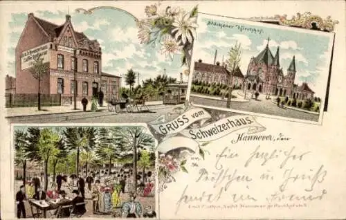 Litho Hannover in Niedersachsen, Restaurant Schweizerhaus, Stöckener Kirchhof