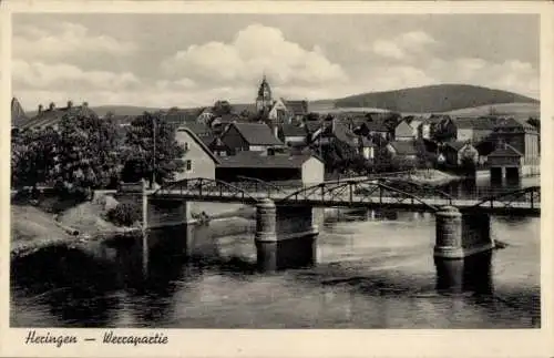 Ak Heringen an der Werra, Werrapartie, Brücke