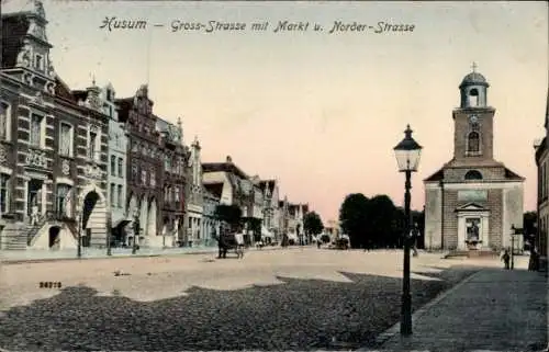 Ak Husum in Nordfriesland, Großstraße, Markt, Norderstraße, Kirche