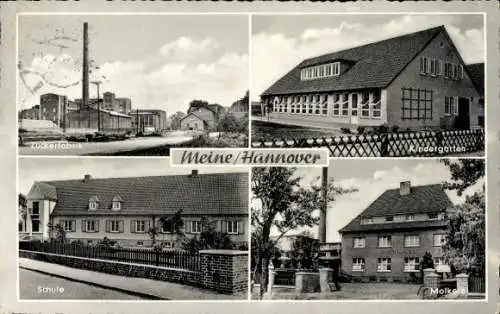 Ak Meine in Niedersachsen, Kindergarten, Molkerei, Zuckerfabrik, Schule