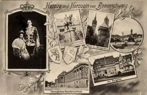 Ak Braunschweig in Niedersachsen, Luise von Preußen, Herzog Ernst August, Residenzschloss