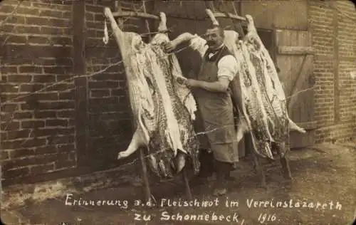 Foto Ak Schonnebeck Essen im Ruhrgebiet, Fleischnot im Vereinslazarett 1916