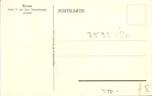 Ak Essen im Ruhrgebiet, Halle V auf dem Ausstellungsgelände