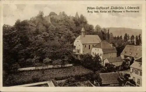 Ak Lindenfels im Odenwald, Burg, katholische Kirche, Pfarrhaus, Oberförsterei