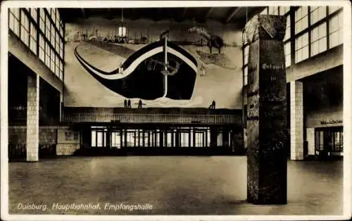 Foto Ak Duisburg im Ruhrgebiet, Hauptbahnhof, Empfangshalle