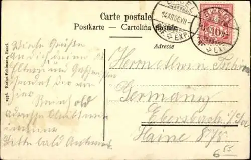 Ak Basel Stadt Schweiz, Totentanz, Straßenpartie, Geschäfte, Litfaßsäule