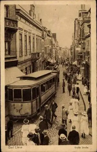 Ak Bad Cleve Kleve am Niederrhein, Große Straße, Straßenbahn