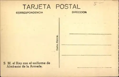 Ak König Alfons XIII. von Spanien, Portrait in Uniform