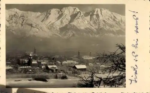 Ak Hall in Tirol, Ort im Winter