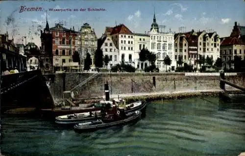 Ak Hansestadt Bremen, an der Schlachte, Boote