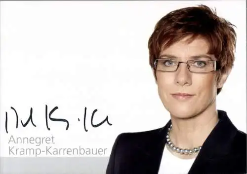 Autogrammkarte Annegret Kramp-Karrenbauer, Ministerin für Arbeit, Familie, Prävention und Soziales